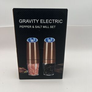Gravity Pepper and Salt Grinder Set, Adjustable Coarseness, Battery Powered w...